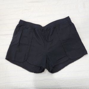 Black Linen Blend Shorts